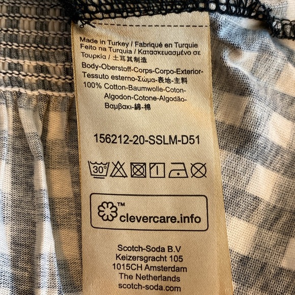 Scotch & Soda NWT Smocked Peplum Top Black & White Checkered - Picture 11 of 13